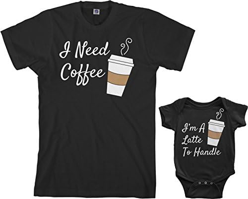 Threadrock Kahve ve Latte Bebek Tulumu ve erkek tişört Eşleştirme Seti