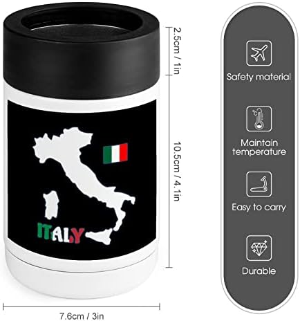 İtalya Haritası Bayrağı Soğutucu Fincan Paslanmaz Çelik Yalıtımlı Can Soğutucular Tutucu Tumbler Kapaklı Kadın Erkek