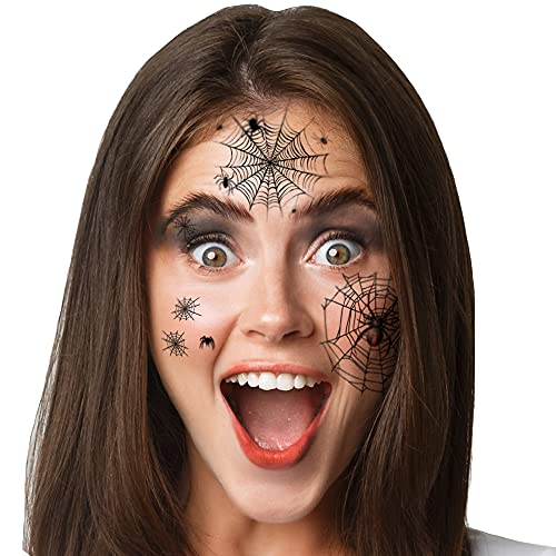 Supperb ® Geçici Dövmeler-Örümcekler ve Örümcek Ağı Korku Örümcek Ağı Örümcek Cadılar Bayramı Dövmeleri (Korku Örümcek