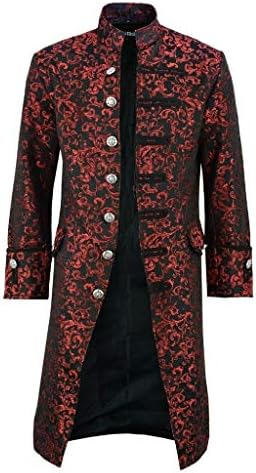 NIUQI Erkekler Kış Sıcak Vintage Tailcoat Ceket Palto Dış Giyim Dekor Düğmeleri Ceket