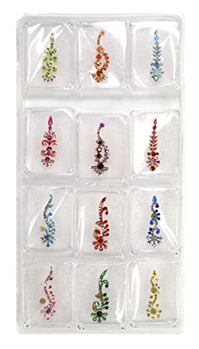 ASHİRWAD Hint Renkli Multisize, Çok Tasarım Taş Kristal Gelin Kullanımlık Bindis, Alın Tika, Yüz Mücevherleri Çıkartmalar