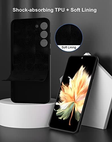 Foluu Silikon Kılıf Samsung Galaxy S23 Plus için, Yumuşak Mikrofiber Astarlı Sıvı Jel Kauçuk Tampon Kılıf İnce Sert