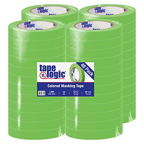 Kutular Fast Tape Logic ® Maskeleme Bandı, 4,9 Mil, 3/4 x 60 yds, Açık Yeşil (48'li Paket)
