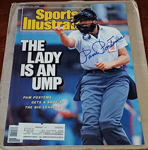 Pam Postema 1. MLB Kadın Hakem İMZALI Sports Illustrated Sİ COA-İmzalı MLB Dergileri