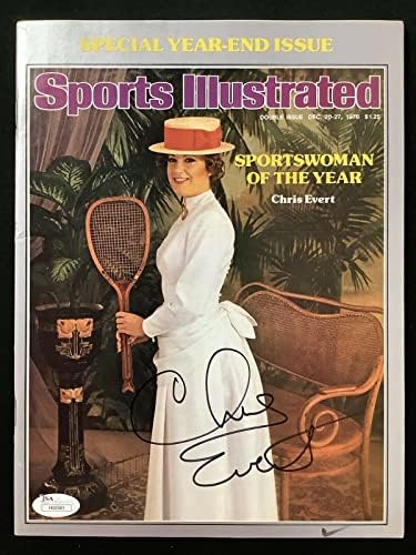Chris Evert İmzalı Sports Illustrated 12/27/76 Etiketsiz Tenis Otomatik SOYA HOF JSA-İmzalı Tenis Dergileri