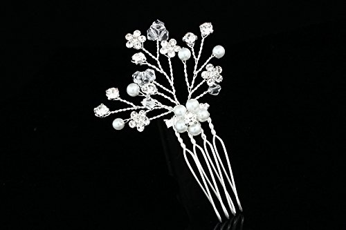 2 Adet El Yapımı Çiçek Rhinestone Kristal İnci Gelin Düğün Pin Saç Tarak H085