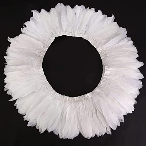 2M / 5M / 10M Beyaz Kaz Tüyü Düzeltir Genişliği 13 - 18cm Kaz Tüyü Şerit Boyalı Elbise Parti DIY Zanaat Elbiseler