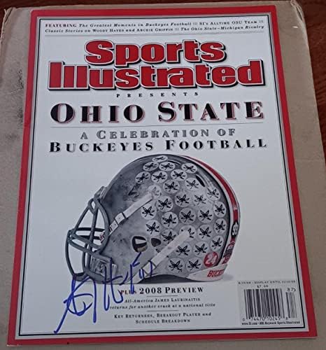 AJ Hawk Ohio Eyaleti ST Buckeye İMZALI 2008 SUNAR Sports Illustrated Sİ COA İmzalı Kolej Dergileri