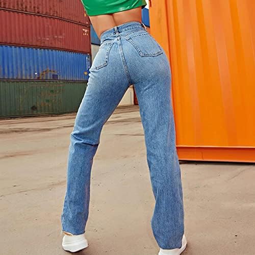 MIASHUI Rahat Romper Pantolon Kadınlar için kadın Moda Rahat Yüksek Bel Düz Renk Kot Elastik Bel kadın Elbise