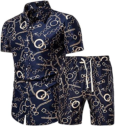 Portly Takım Elbise Erkekler için Şort Plaj Kısa Kollu Gömlek 2 Parça Yaz Baskılı Setleri ve erkek Zeytin Takım Elbise