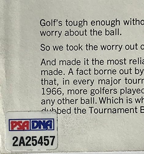 Arnold Palmer Masters Golf dergisini imzaladı 1967 augusta ulusal Ustalar psa dna