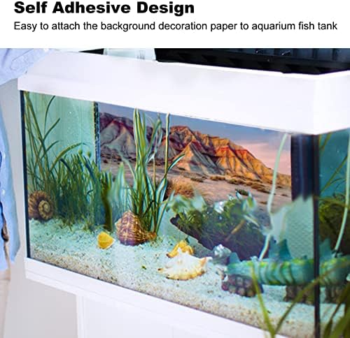 HEEPDD Akvaryum Arka Plan, Dağ Çöl Desen 3D Etkisi Resim PVC Kendinden Yapışkanlı Duvar Kağıdı Balık Tankı Dekoratif