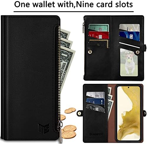 SUANPOT iPhone 14 6.1 inç Cüzdan kılıf 【RFID Blocking】 【9 Kart Yuvası】 【Pocket】, kredi Kartı Tutucu Kapak Folio Kitap