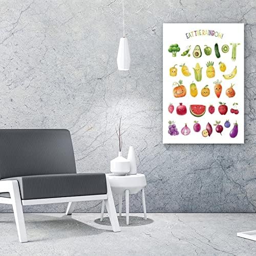 Meyve Sebze Poster, Gökkuşağı Baskı Yemek, Çocuk Oyun Odası Yazdırılabilir Duvar Sanatı, Gıda Beslenme Sınıf Eğitimi