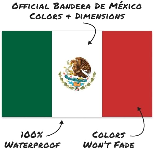 Stickios Meksika Bayrağı Çıkartması 5.8x3. 3 inç - Meksika Sticker Arabalar, Kamyonlar, Motosikletler, Kapılar, Pencereler,