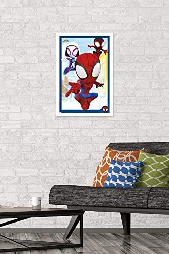 Trendler Uluslararası Marvel Spidey ve Harika Arkadaşları-Grup Duvar Posteri, 14.725 x 22.375, Beyaz Çerçeveli Versiyon