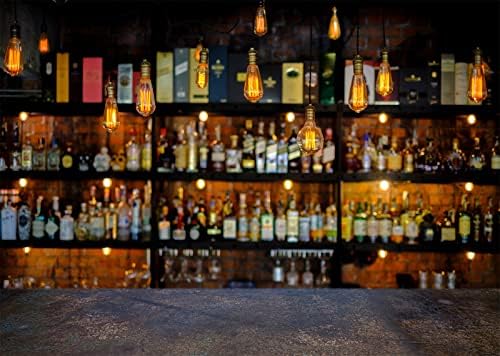 Loccor 8x6ft Bar Kumaş Zemin Kulübü Pub Şarap Rafı Vintage Lambalar Fotoğraf Arka Plan Akşam Kutlama Partisi Gangsta