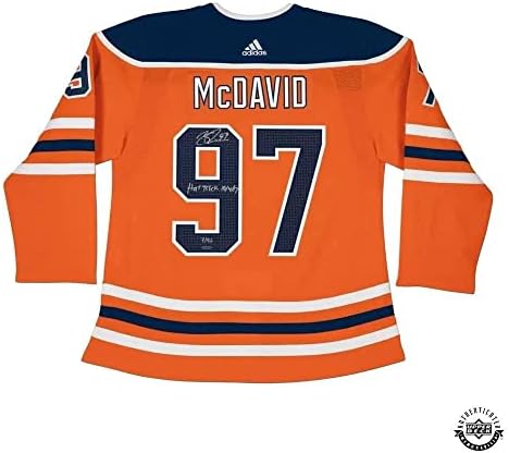 Connor McDavid İmzalı ve Yazılı Otantik Edmonton Oilers Adidas Turuncu Forma-Üst Güverte İmzalı NHL Formaları