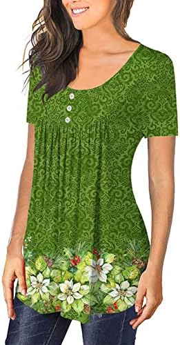 lcepcy Casual Tunik Üstleri Kadınlar için Tüm Çiçek Baskı Dantelli tişört Yuvarlak Boyun Kısa Kollu Tees 2023 Yaz