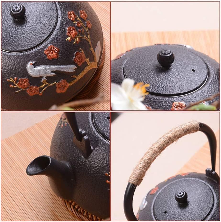 Bitki çayı pot demlik, çay su ısıtıcısı dökme demir demlik demlik süzgeç seti yaprak desen paslanmaz çelik filtre