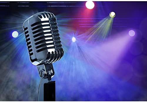AWERT 7x5ft Siyah Mikrofon Müzik Phtography Zemin Karaoke Tema Dans Disko Parti Gece Gösterisi Arka Plan Doğum Günü