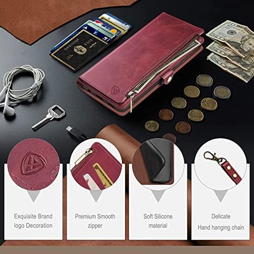 XcaseBar Moto G Güç için 2022 5G Cüzdan Fermuarlı kılıf 【RFID Blocking】 Credit kart tutucu, Flip Folio Kitap PU Deri