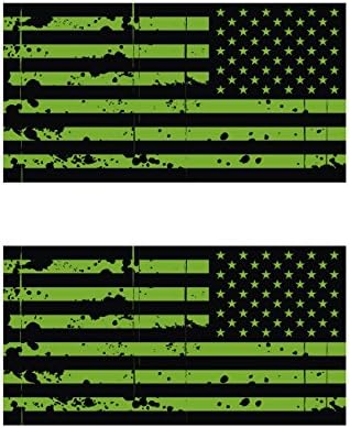 İki paket ters sıkıntılı OD yeşil Amerikan bayrağı etiket FA Graphix Amerika ABD