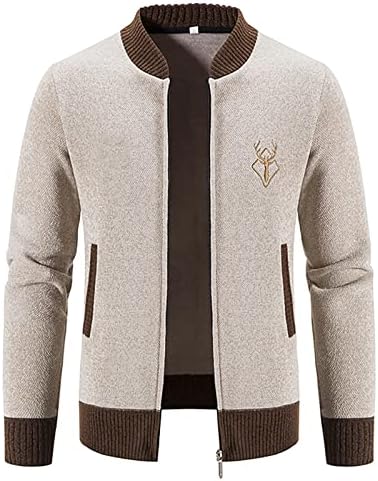 LuvlC Ceketler Erkekler İçin Moda Casual Slim Fit, Softshell fermuarlı ceket Dış Giyim, katı Uzun Kollu Sıcak Üst
