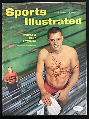Chet Jastremski İmzalı Sports Illustrated 1/29/62 Etiketsiz Olimpik Yüzme Oto JSA İmzalı NFL Dergileri