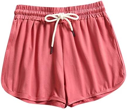 Qvkarw Kadın Rahat Şort Düz Düz Renk Elastik Bel İpli Cepler Yaz Plaj Hafif kısa dinlenme pantolonu