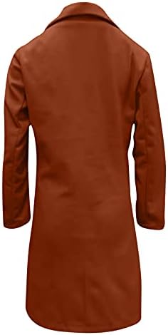 Blazer Ceketler Kadınlar için Çentikli Yaka Tek Göğüslü Dış Giyim Kış Ceket Açık Açık Ön Rüzgarlık Cep