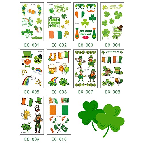 Aziz Patrick Günü Dekoratif Dövmeler Yeşil İrlandalı Geçici Dövmeler Çıkartmalar Çocuklar Kadınlar Erkekler İçin Aziz