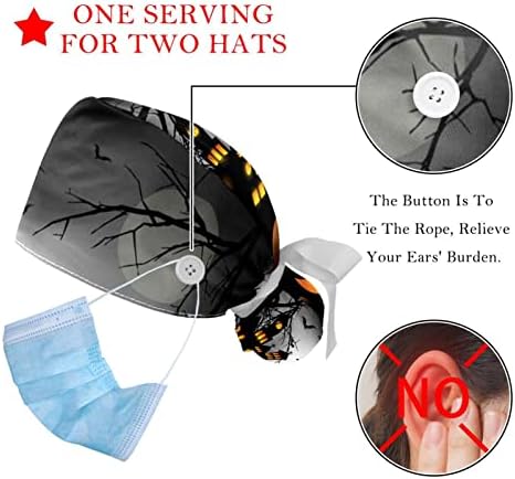 2 ADET Kabarık Kap Düğmesi At Kuyruğu Kılıfı Pamuk Çalışma Şapka Ter Bandı Ayarlanabilir Cerrahi Kapaklar Cadılar