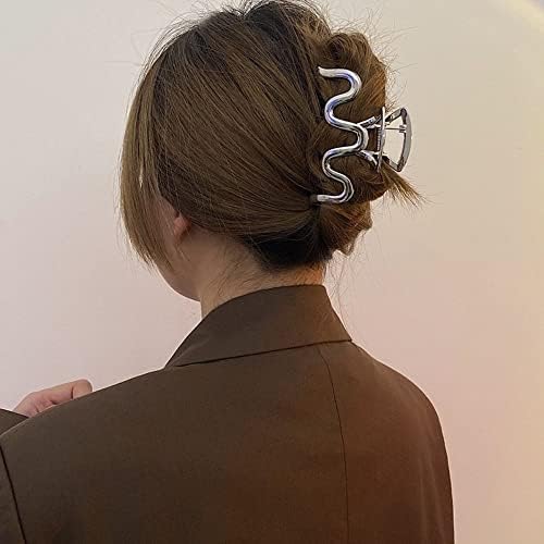 Houchu Kore Tarzı Saç Tokası Vintage Saç Kapma Pençe M Şekli Headdress Geometrik Saç Takı saç aksesuarları (Gümüş)