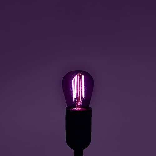 LUXRİTE 12-Pack S14 Edison LED mor ampuller, 0.5 W, dış mekan dize ışıkları için renkli LED ampuller, UL listeli,