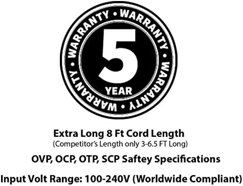 OMNIHIL 8 Feet AC / DC Güç Adaptörü 6V 2A (2000mA) 5. 5x2. 5milimetre / 5. 5x2. 1milimetre ile Uyumlu Altınları Spor