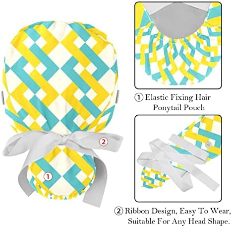 2 ADET Kabarık Kap Düğmesi At Kuyruğu Kılıfı Pamuk Çalışma Şapka Ter Bandı Ayarlanabilir Cerrahi Kapak Soyut Çiçek