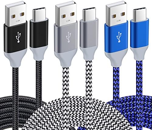 USB C Tipi Kablo, Pofesun (3'lü Paket 10FT) USB A'dan USB-C'ye Hızlı Şarj Naylon Örgülü USB C Kablosu Samsung Galaxy