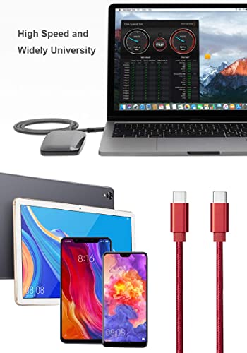 ROFİ USB C'den USB C'ye Kablo, [2 Paket 6FT] 60W Güç Teslimatı Hızlı Şarj C Tipi Kablo MacBook Pro/iPad Pro/Galaxy