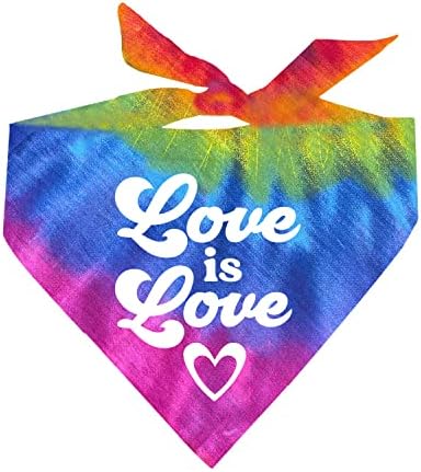 Aşk Aşktır LGBTQ Gün Batımı Gökkuşağı Batik Köpek Üçgen Bandana
