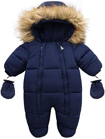 Bebek Bebek Kız Erkek Ceket Kış Snowsuit Yürümeye Başlayan Ceket Elbise Fermuar Tulum Kapşonlu Kar Giyim Boyutu 12