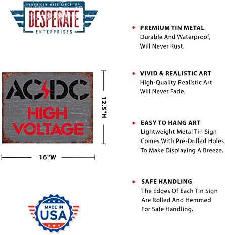 Umutsuz İşletmeler AC / DC Yüksek Gerilim Tabela Tabela-Nostaljik Vintage Metal Duvar Dekoru-Made in USA