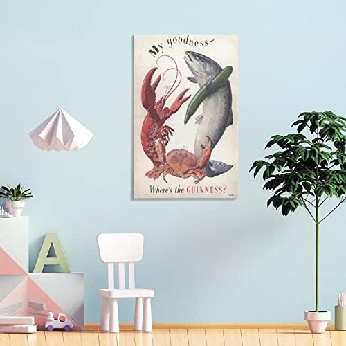 Guinness Balık ve Istakoz Logo Vintage Poster-Oturma Odası Cafe Bar Dekorasyon Hediye için Uygun Duvar dekoratif tablolar