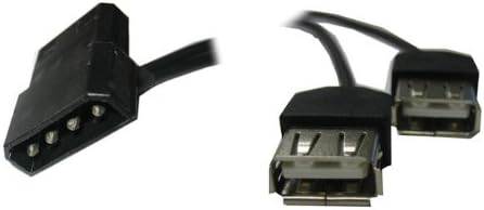 OKGEAR Coolerguys 4 pin Dişi ve Erkek Molex Geçişli Çift Dişi USB A 5V Güç Konektörü, Siyah, 6 inç, USB ile Çalışan