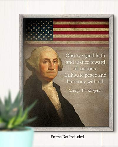George Washington Tarihi Alıntı-Çerçevesiz 8x10 Duvar Sanat Baskı-Büyük İlham Hediye-Motivasyon Baskı-Amerikan Vatansever