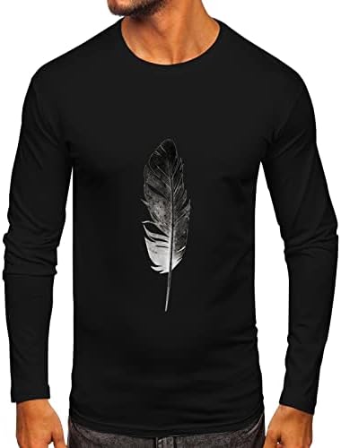 GDJGTA Erkekler Rahat Sonbahar Kış Uzun Kollu O Boyun Gömlek baskılı tişört Gömlek Üst Bluz Düz T Shirt