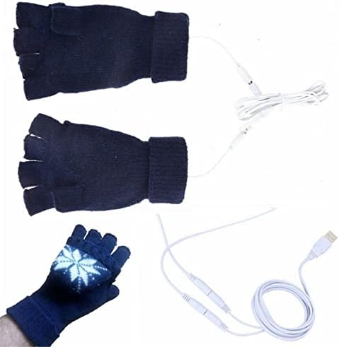 KAGAYD Parmaksız Kış Eldiven Kadınlar için USB eldiven Soğuk kış ısıtmalı eldiven kadın Örgü Bağlantı Eldivenler Soğuk