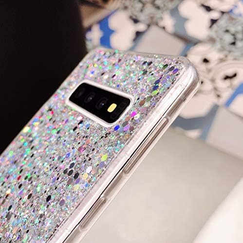 Topwin Galaxy S10 Glitter Kılıf, Sparkle Bling Parlak Elmas Ince Yumuşak Yansıtıcı Temizle TPU Kauçuk Tampon Kız Kadın