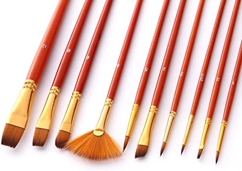 10 Adet Naylon Saç Boyama Fırça Seti Kısa Çubuk Yağ Akrilik Suluboya Kalem Profesyonel Sanat Malzemeleri
