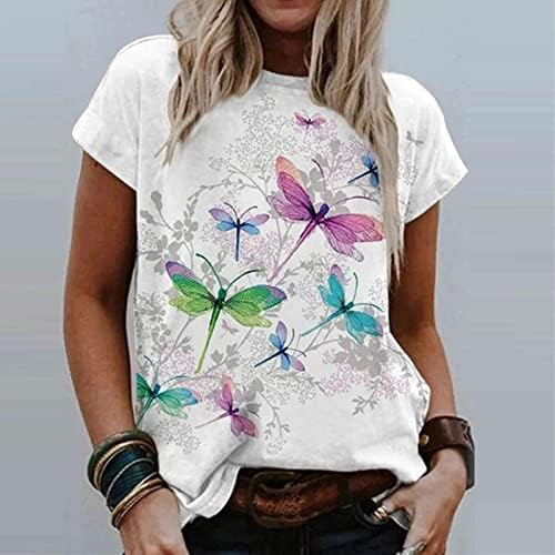 NOKMOPO Bayan T Shirt Rahat Artı Boyutu Moda Rahat Artı Boyutu Çiçek Baskı Yuvarlak Boyun T-Shirt